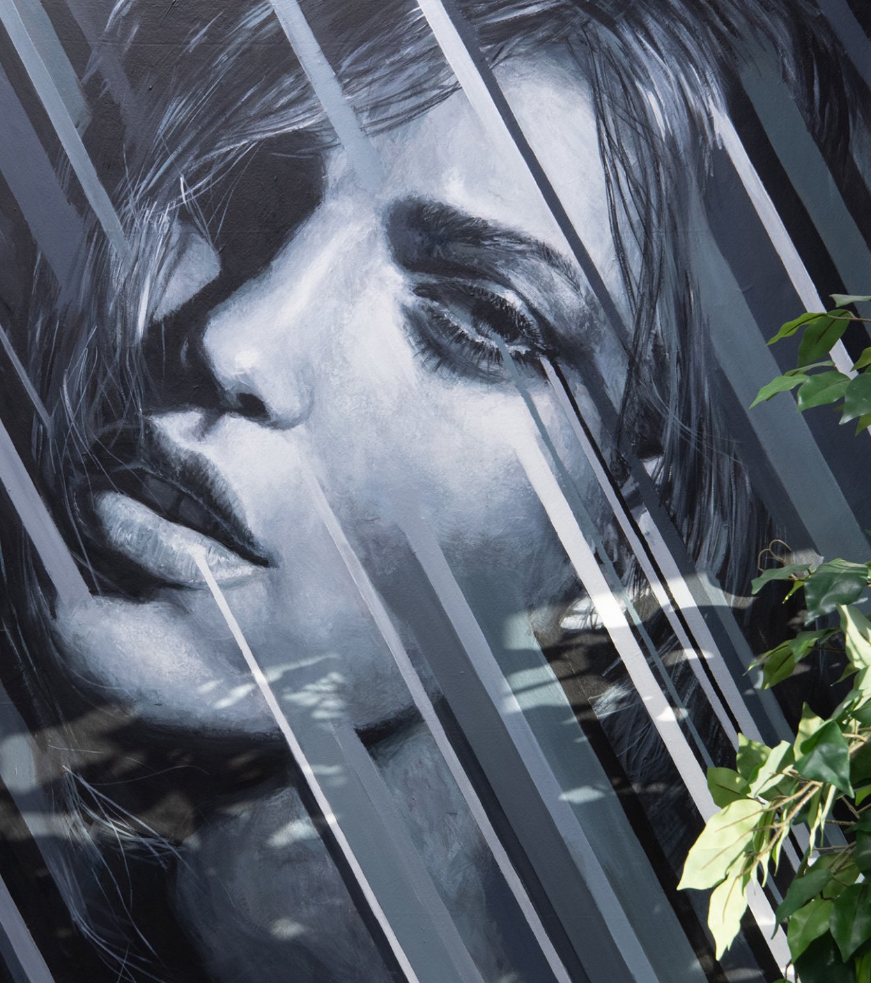 Painting of a woman in grayscale