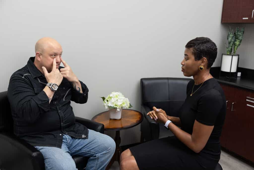 patient consultation for blepharoplasty