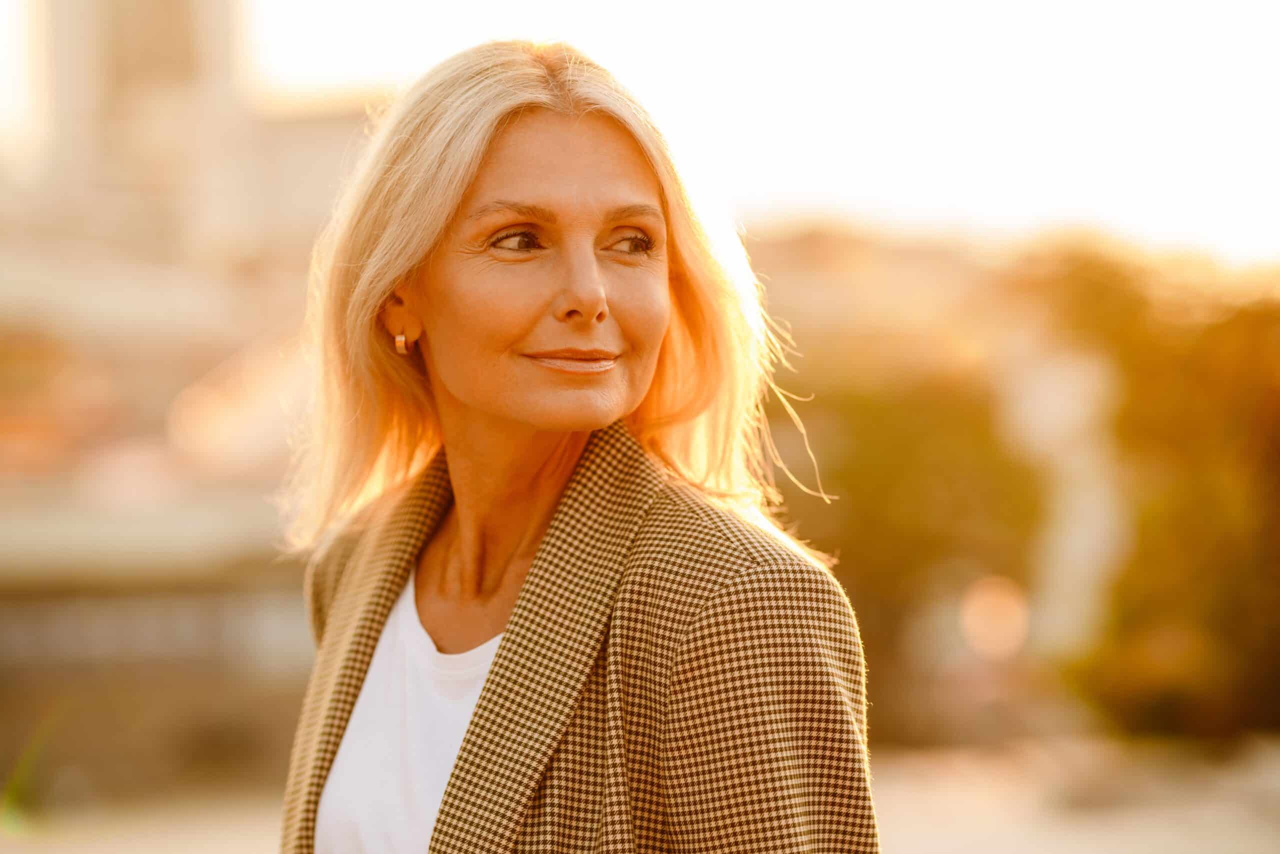 middle aged woman with great skin after luminis m22 iph photofacial treatment