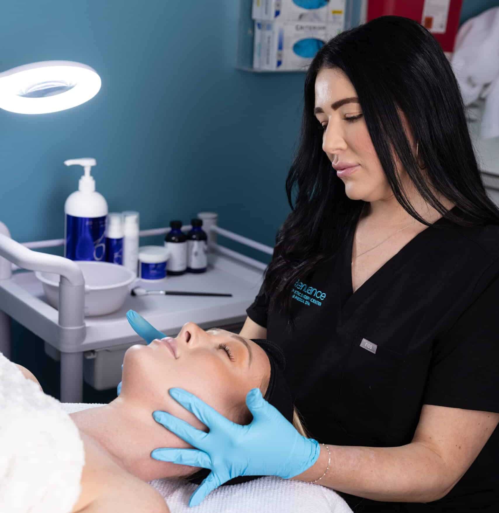 In action shot of a medspa patient at renuance in murrieta